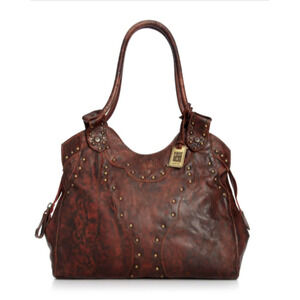 Vintage Frye Genuine Leather Studded Shoulder handbag Women's Brown
